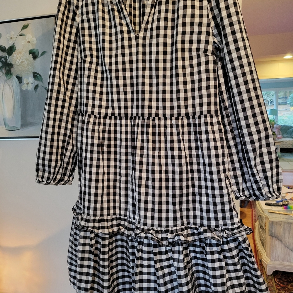 J.CREW black and white checked dress with side zipper